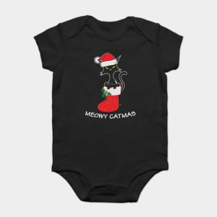 Meowy Catmas Christmas Stockings Gift for Cat Lovers Baby Bodysuit